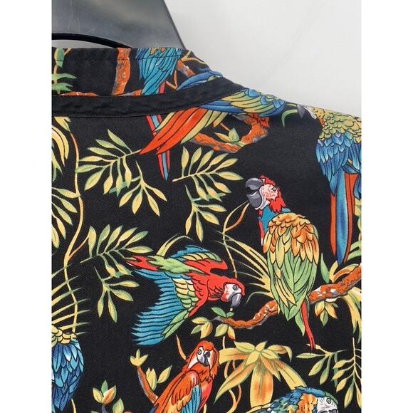 UNBRANDED Men's Black Tropical Print Button-Up Short Sleeve Shirt SZ L - Picture 5 of 9